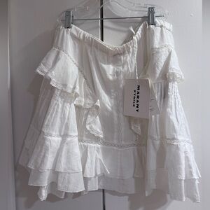 NWT Isabel Marant Etoile White Ruffled Skirt